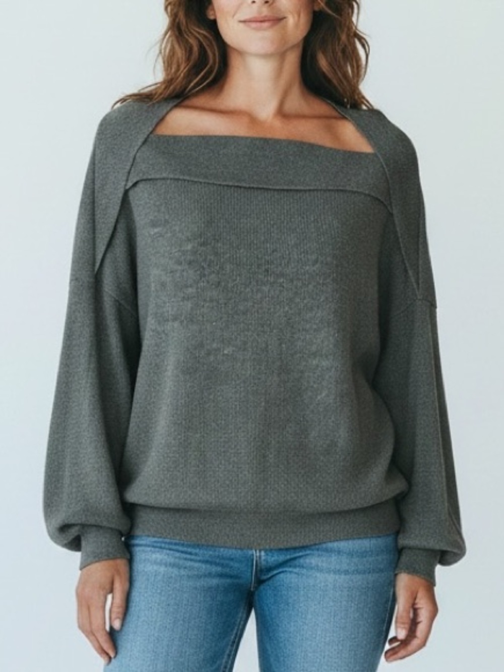 Saints & Hearts Off Shoulder Sweater Oversized Green Slouchy Knit Pullover